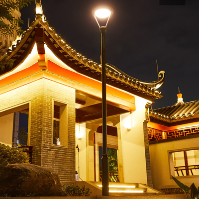 20w 30W LED Solar Panel Garden Pole Lights Untuk Halaman Gudang Luar